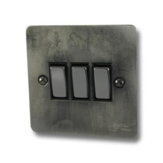 Flat Slate Effect Light Switch (3 Gang/Black Nickel Switches)